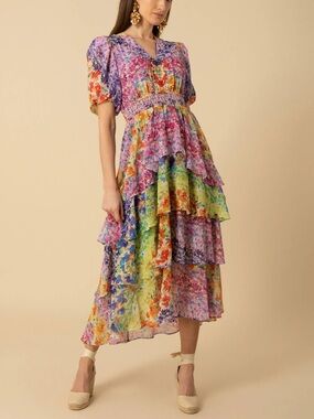 NWOT - Hale Bob Lainey Tiered Chiffon Dress
